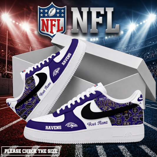 LIMITED EDITION - NEW CUSTOMIZED NFL28 BTR BALTIMORE RAVENS AF1 SHOES