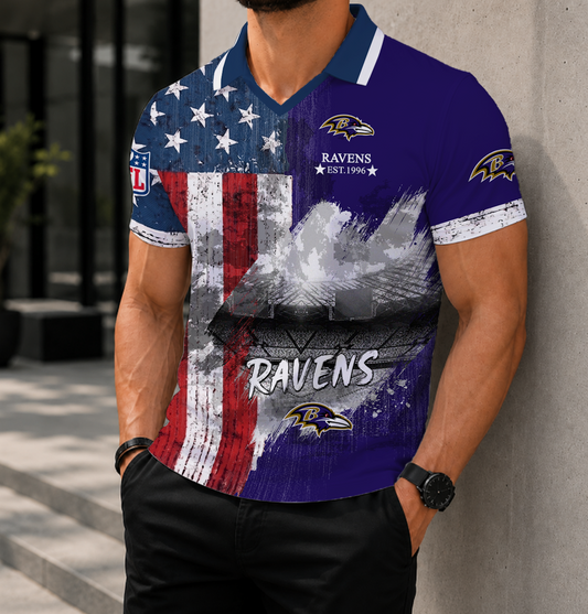 LIMITED EDITION - NEW CUSTOMIZED NFL28 BTR BALTIMORE RAVENS POLO SHIRT