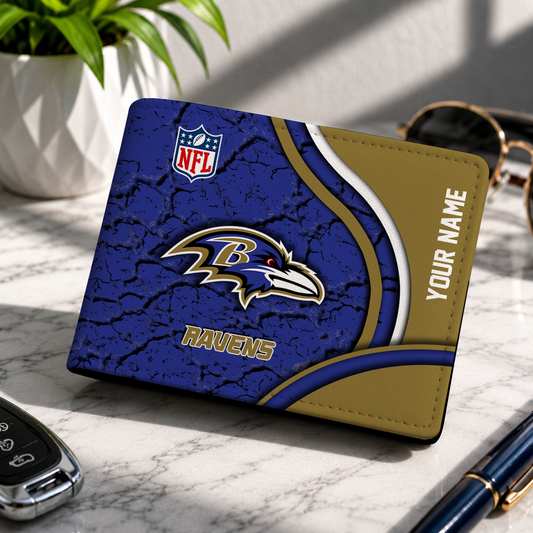 MEGA SALE - NEW CUSTOMIZED NFL28 BTR BT RAVENS LEATHER WALLET