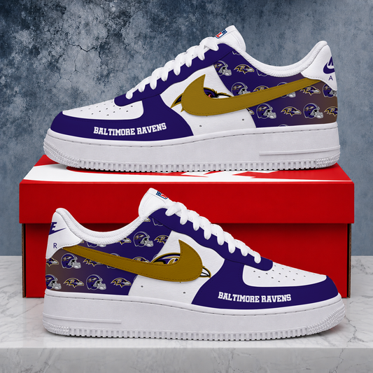 VIRAL EDITION - NEW CUSTOMIZED NFL28 BTR BALTIMORE RAVENS AF1 SHOES