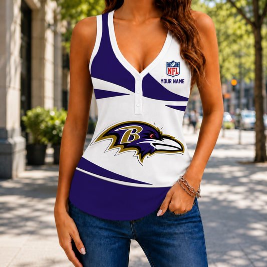 VIRAL EDITION - NEW CUSTOMIZED NFL28 BTR BALTIMORE RAVENS WOMEN'S V-NECK TANK TOP