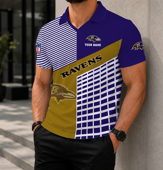 LIMITED EDITION - NEW CUSTOMIZED NFL28 BTR BALTIMORE RAVENS POLO SHIRT