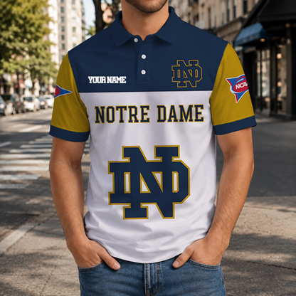 FINAL SALE - NEW CUSTOMIZED NCAA FBS28 NFI NOTRE DAME FIGHTING IRISH POLO SHIRT, ZIP POLO SHIRT & T-SHIRTS