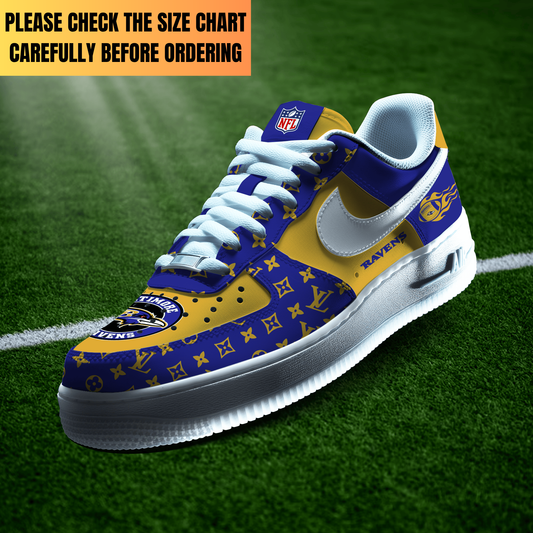 EXCLUSIVE  EDITION - NEW CUSTOMIZED NFL28 BTR BALTIMORE RAVENS AF1 SHOES