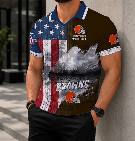 LIMITED EDITION - NEW CUSTOMIZED NFL29 CLB CLEVELAND BROWNS POLO SHIRT