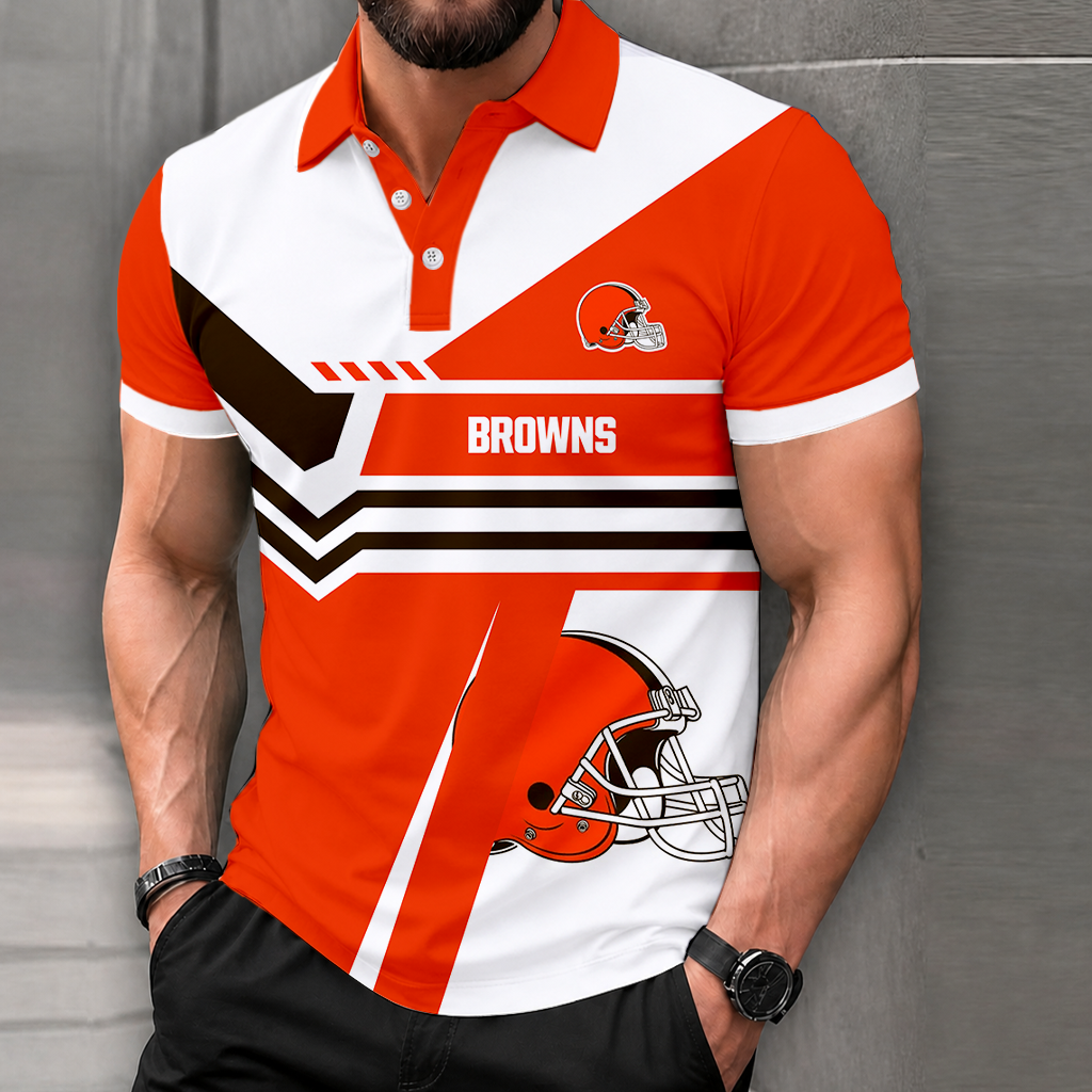 FINAL SALE - NEW CUSTOMIZED NFL29 CLB CLEVELAND BROWNS POLO SHIRT, ZIP POLO SHIRT & T-SHIRTS