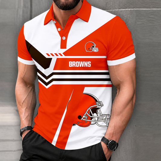 FINAL SALE - NEW CUSTOMIZED NFL29 CLB CLEVELAND BROWNS POLO SHIRT, ZIP POLO SHIRT & T-SHIRTS
