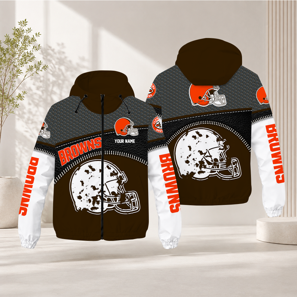 FINAL SALE - NEW CUSTOMIZED NFL29 CLB CLEVELAND BROWNS WINDBREAKER JACKET