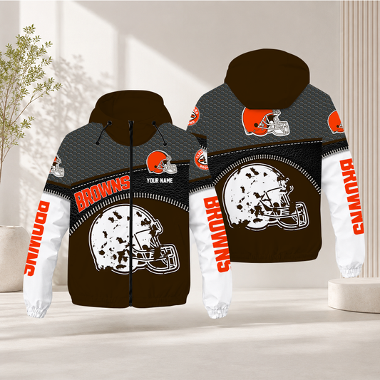 FINAL SALE - NEW CUSTOMIZED NFL29 CLB CLEVELAND BROWNS WINDBREAKER JACKET