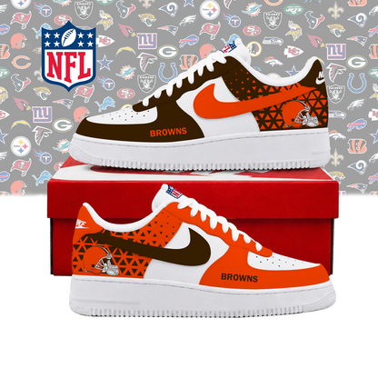 FLASH SALE - NEW CUSTOMIZED NFL29 CLB CLEVELAND BROWNS AF1 SHOES