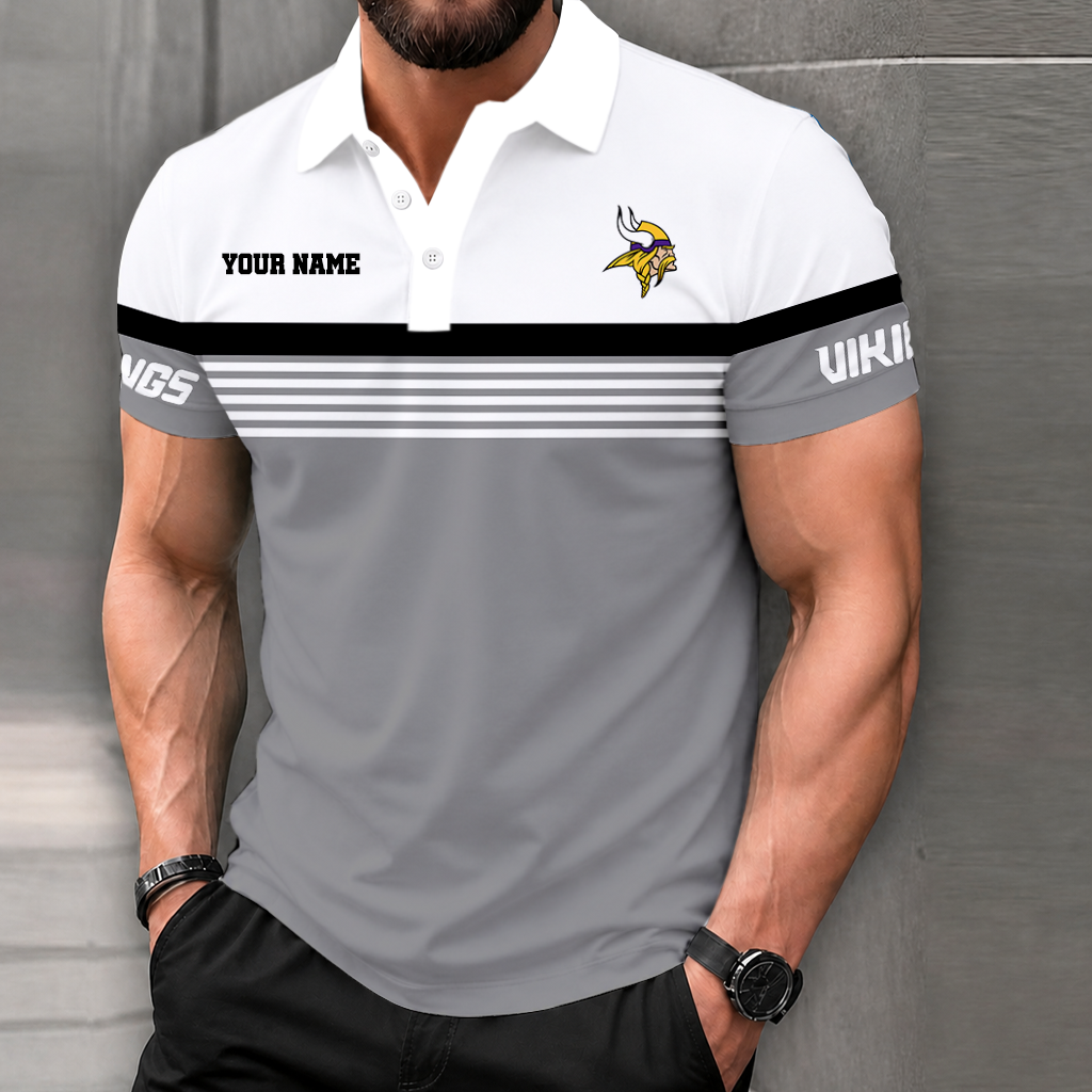 LIMITED EDITION - NEW CUSTOMIZED NFL05 MVK MINNESOTA VIKINGS POLO SHIRT
