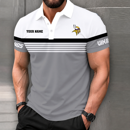 LIMITED EDITION - NEW CUSTOMIZED NFL05 MVK MINNESOTA VIKINGS POLO SHIRT