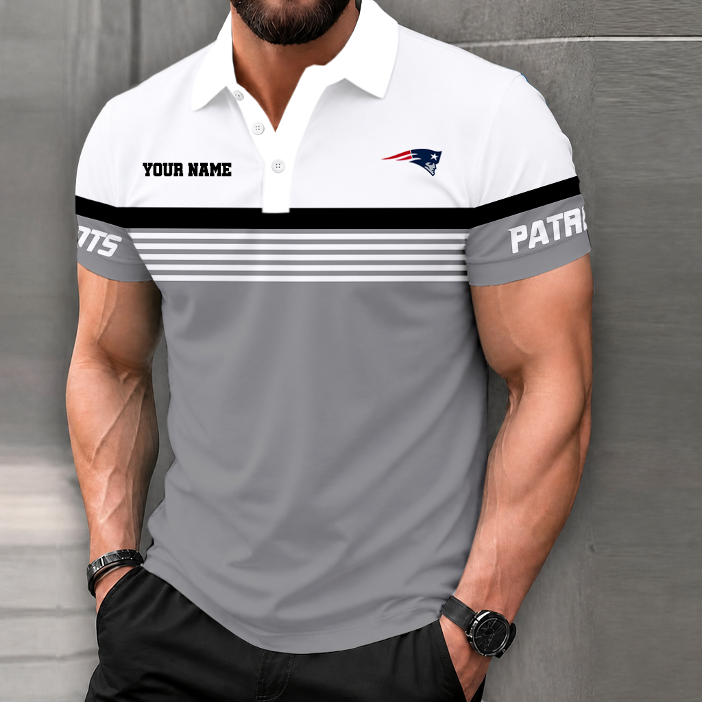 LIMITED EDITION - NEW CUSTOMIZED NFL27 NEP NEW ENGLAND PATRIOTS POLO SHIRT