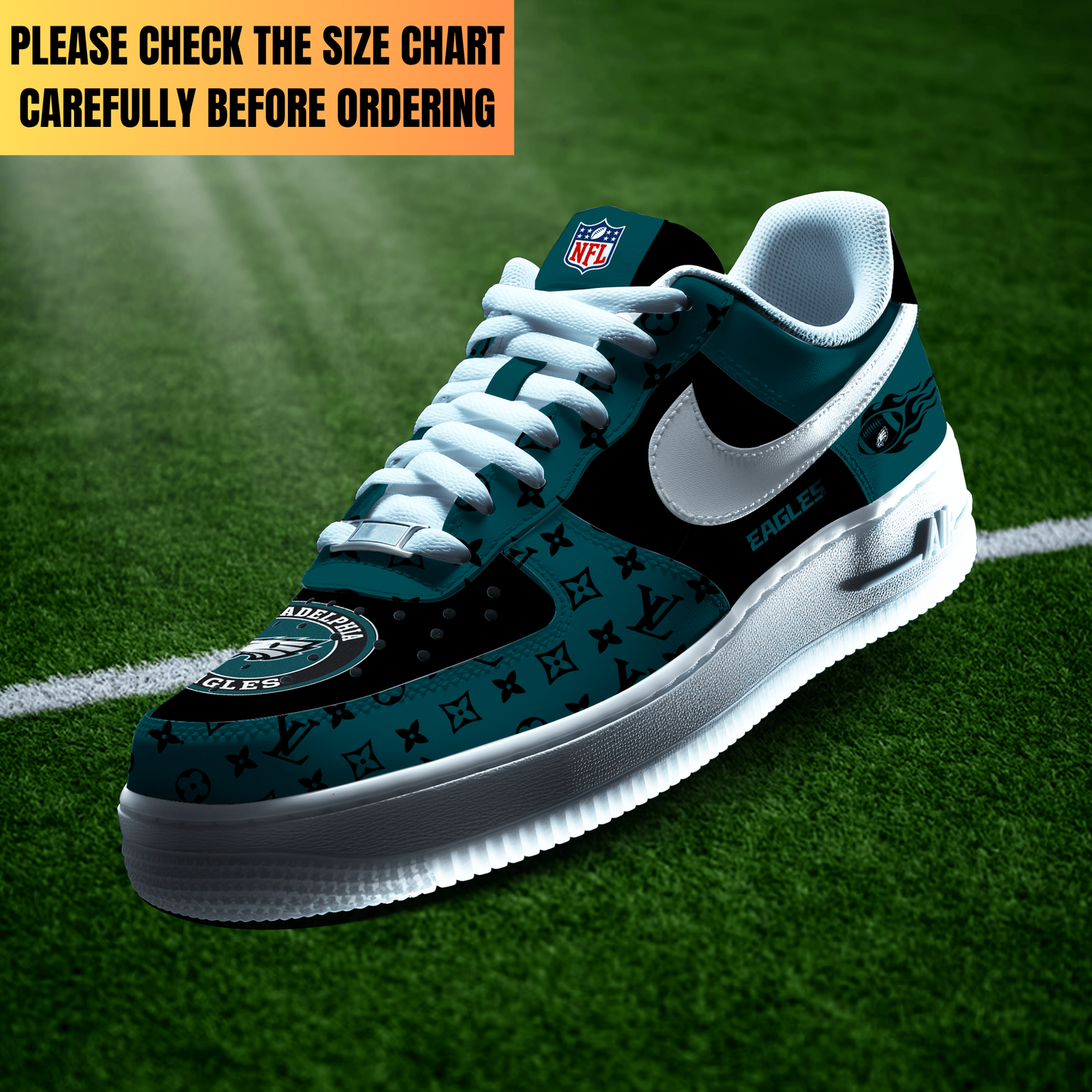 EXCLUSIVE  EDITION - NEW CUSTOMIZED NFL02 PPE PHILADELPHIA EAGLES AF1 SHOES