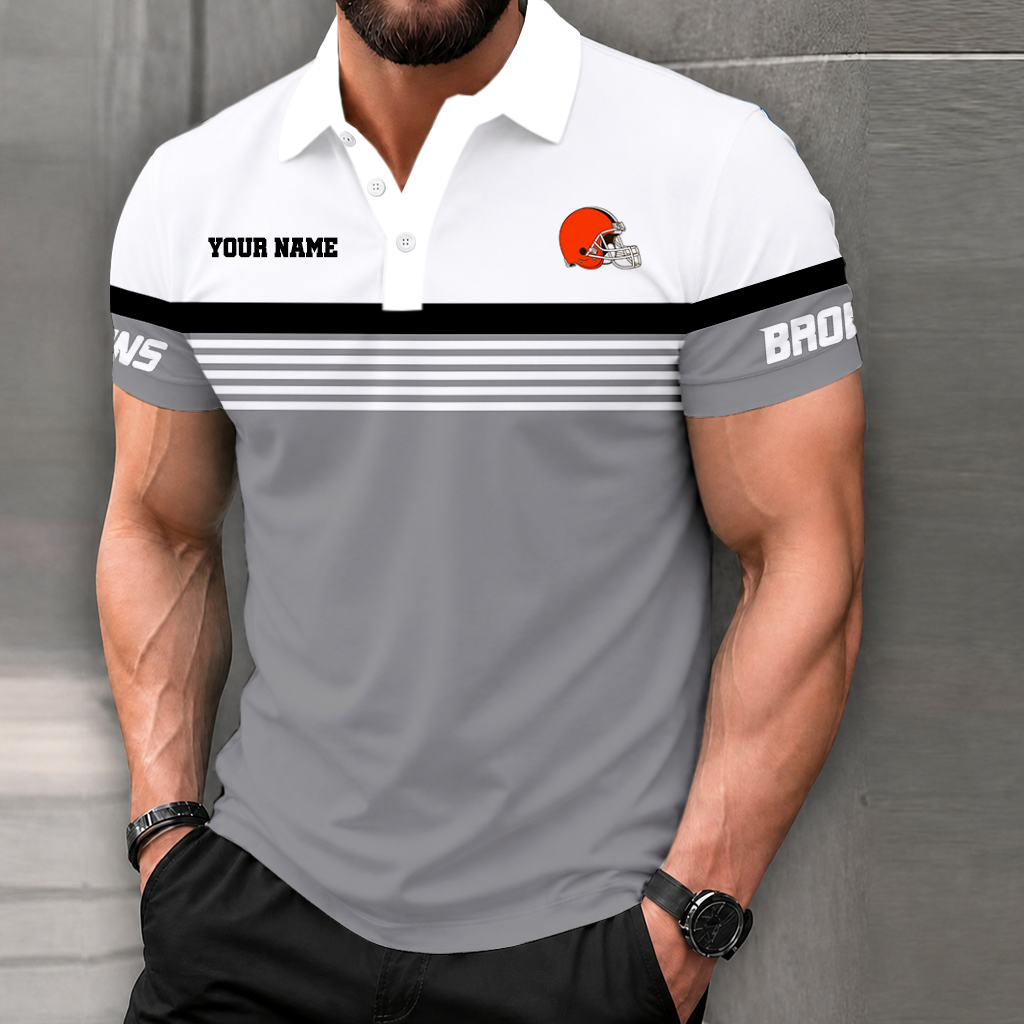 LIMITED EDITION - NEW CUSTOMIZED NFL29 CLB CLEVELAND BROWNS POLO SHIRT