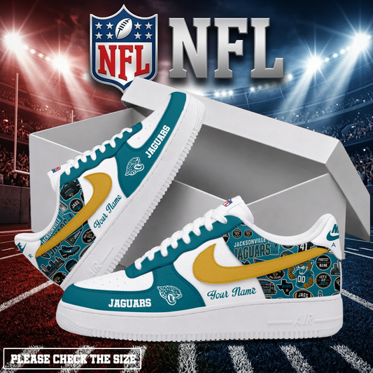LIMITED EDITION - NEW CUSTOMIZED NFL30 JSJ JACKSONVILLE JAGUARS AF1 SHOES