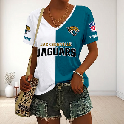 LIMITED EDITION - NEW CUSTOMIZED NFL30 JSJ JACKSONVILLE JAGUARS V-NECK FEMALE SHIRT
