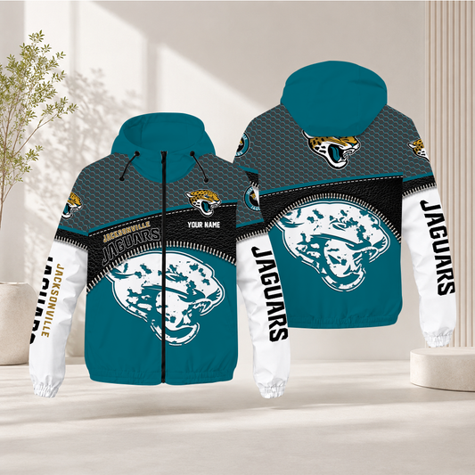 FINAL SALE - NEW CUSTOMIZED NFL30 JSJ JACKSONVILLE JAGUARS WINDBREAKER JACKET