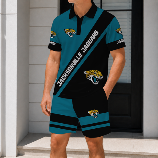 LIMITED EDITION - NEW CUSTOMIZED NFL30 JSJ JACKSONVILLE JAGUARS POLO SHIRT & SHORT PANTS SET