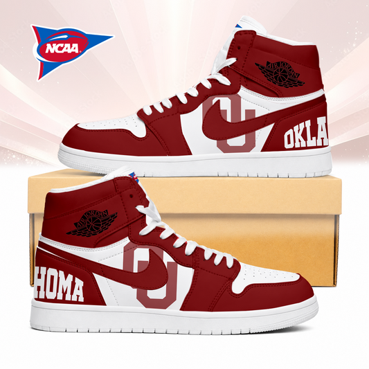 LIMITED EDITION - NEW CUSTOMIZED NCAA FBS31 OUS OKLAHOMA SOONERS AIR JORDAN SNEAKERS