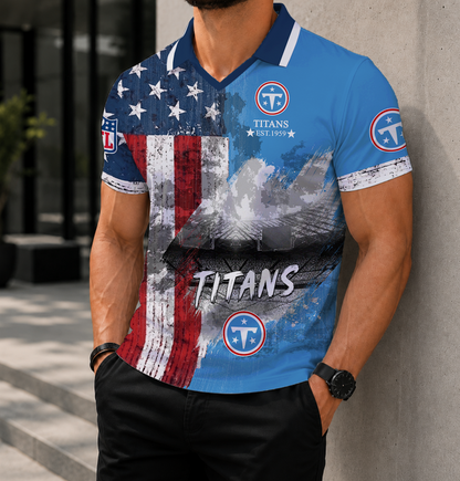 LIMITED EDITION - NEW CUSTOMIZED NFL31 TST TENNESSEE TITANS POLO SHIRT