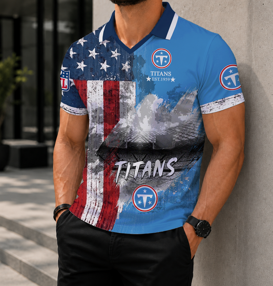 LIMITED EDITION - NEW CUSTOMIZED NFL31 TST TENNESSEE TITANS POLO SHIRT