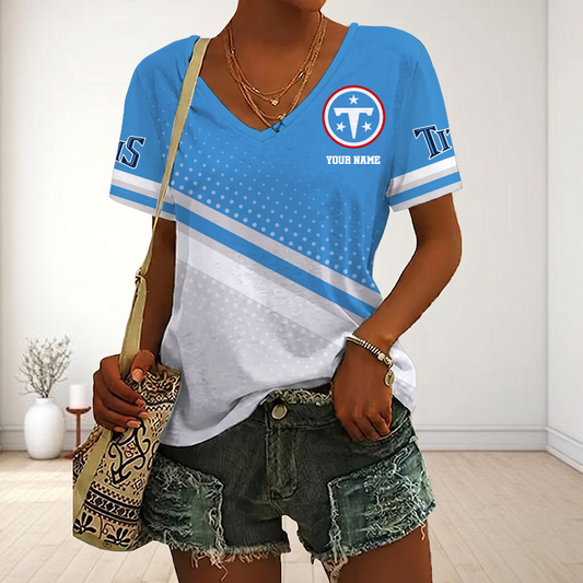 LIMITED EDITION - NEW CUSTOMIZED NFL31 TST TENNESSEE TITANS V-NECK FEMALE SHIRT