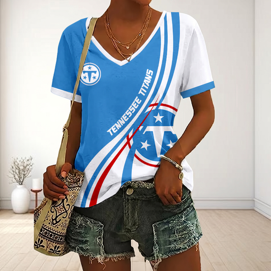 SPECIAL EDITION - NEW CUSTOMIZED NFL31 TST TENNESSEE TITANS V-NECK FEMALE SHIRT