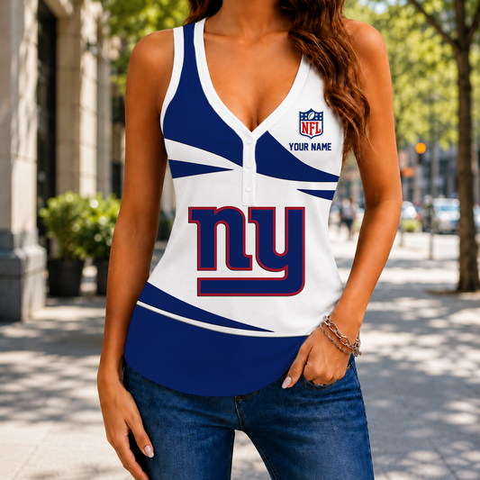 VIRAL EDITION - NEW CUSTOMIZED NFL32 NYG NEW YORK GIANTS WOMEN'S V-NECK TANK TOP