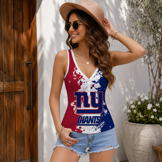 VIRAL EDITION - NEW CUSTOMIZED NFL32 NYG NEW YORK GIANTS WOMEN'S V-NECK TANK TOP