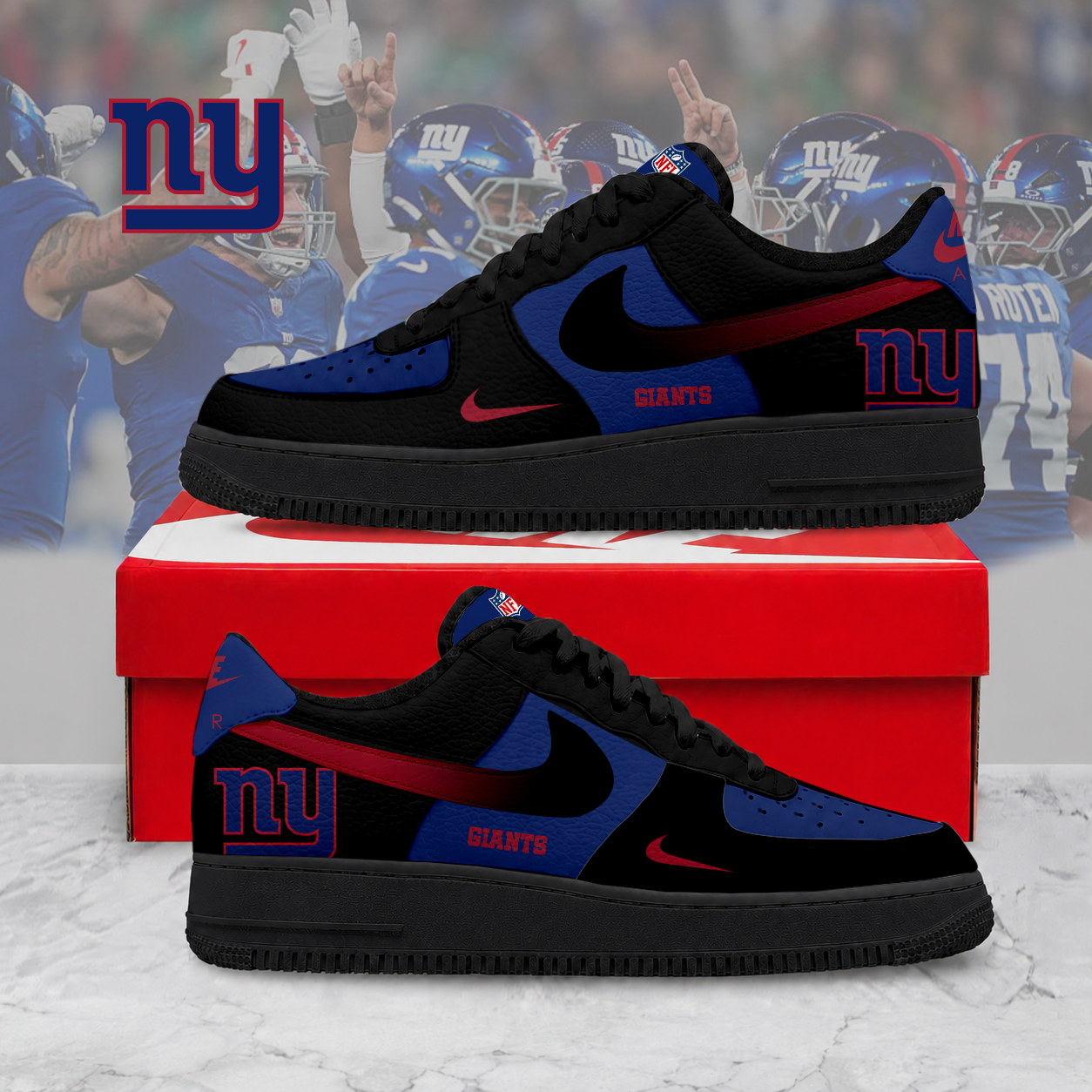 LIMITED EDITION - NEW CUSTOMIZED NFL32 NYG NY GIANTS AF1 SNEAKERS