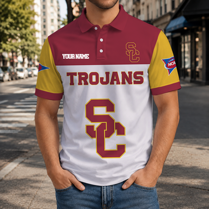 FINAL SALE - NEW CUSTOMIZED NCAA FBS32 USC USC TROJANS POLO SHIRT, ZIP POLO SHIRT & T-SHIRTS