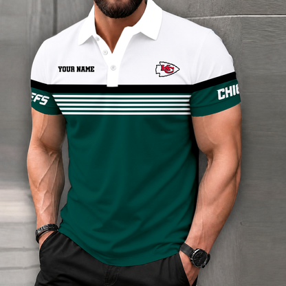 LIMITED EDITION - NEW CUSTOMIZED NFL01 KCC KANSAS CITY CHIEFS POLO SHIRT