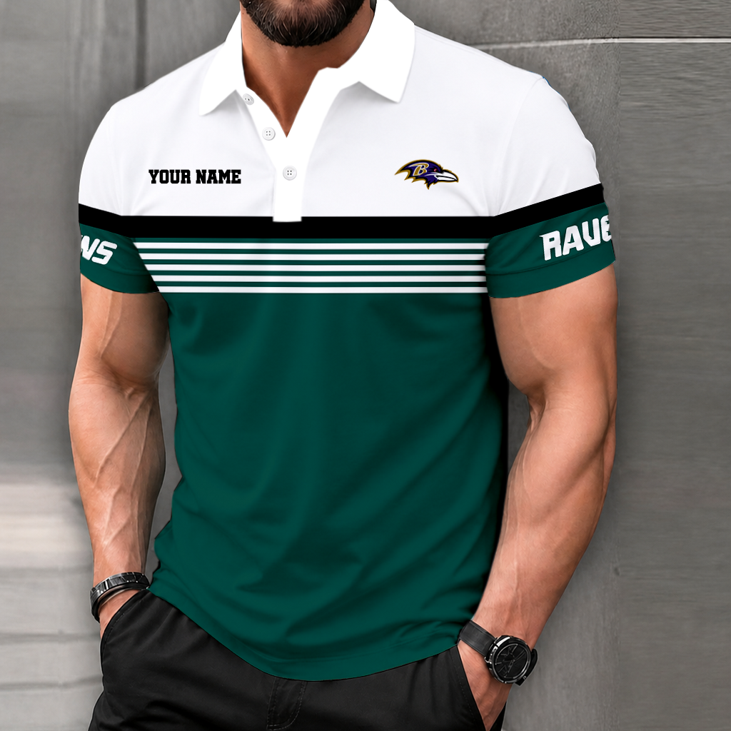 LIMITED EDITION - NEW CUSTOMIZED NFL28 BTR BALTIMORE RAVENS POLO SHIRT