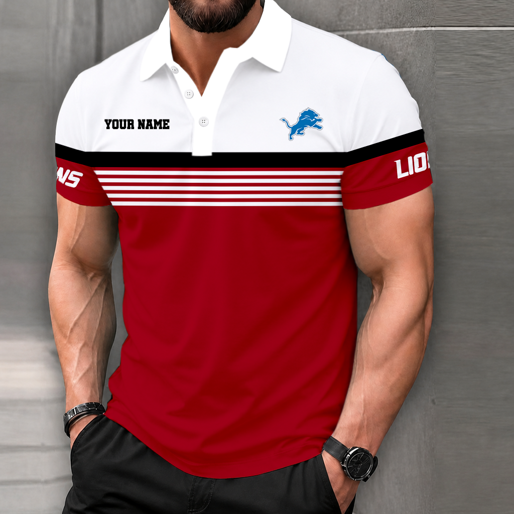 LIMITED EDITION - NEW CUSTOMIZED NFL04 DTL DETROIT LIONS POLO SHIRT
