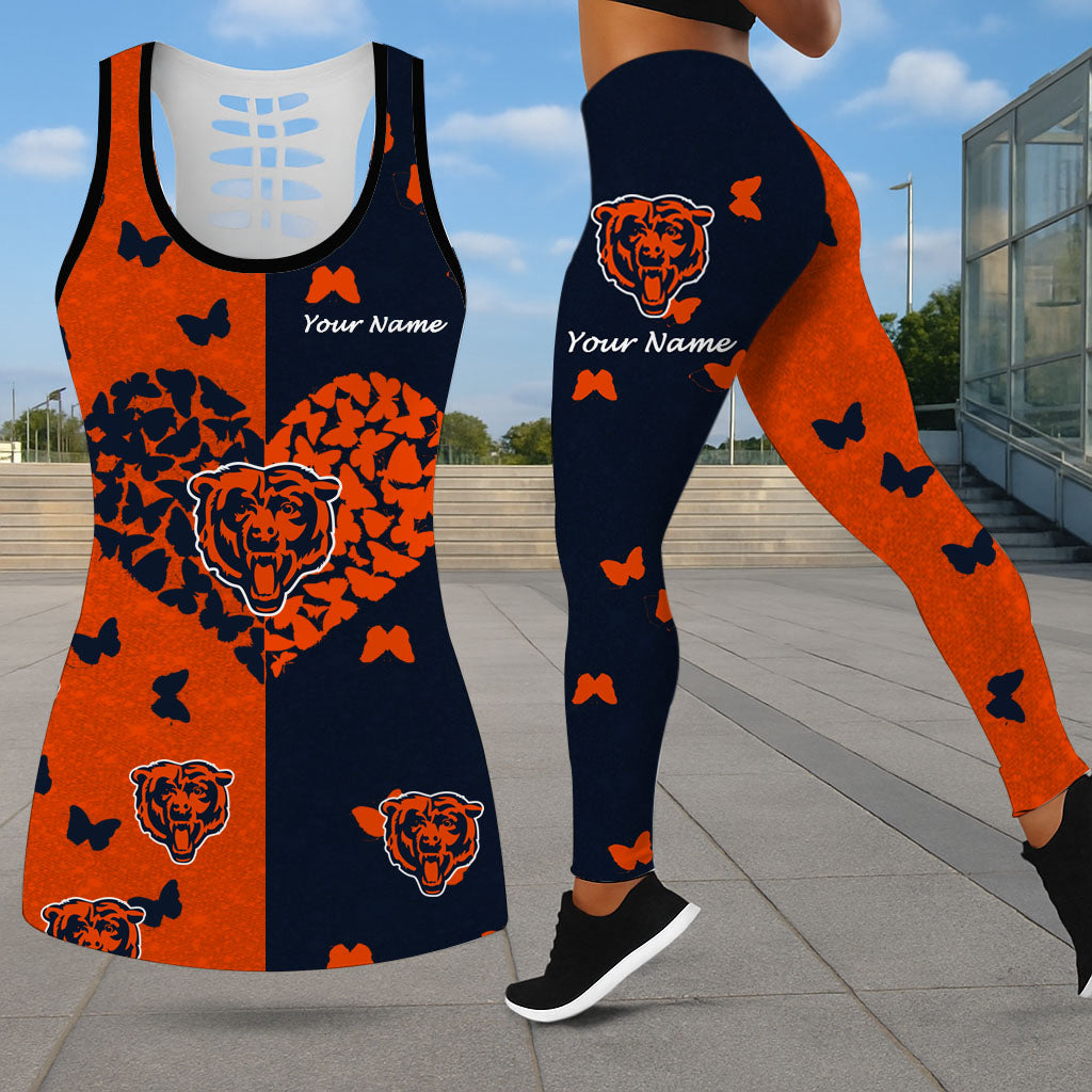 VIRAL EDITION - NEW CUSTOMIZED NFL26 CCB CHICAGO BEARS LEGGINGS & HOLLOW TANK TOP SET