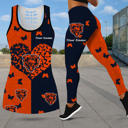 VIRAL EDITION - NEW CUSTOMIZED NFL26 CCB CHICAGO BEARS LEGGINGS & HOLLOW TANK TOP SET