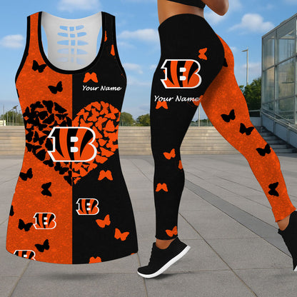 VIRAL EDITION - NEW CUSTOMIZED NFL16 CCB CINCINNATI BENGALS LEGGINGS & HOLLOW TANK TOP SET