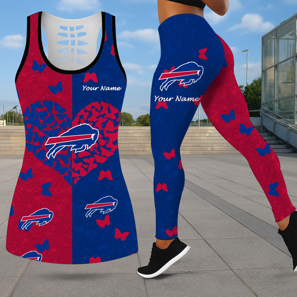 VIRAL EDITION - NEW CUSTOMIZED NFL03 BFB BUFFALO BILLS LEGGINGS & HOLLOW TANK TOP SET