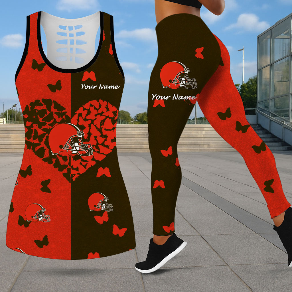 VIRAL EDITION - NEW CUSTOMIZED NFL29 CLB CLEVELAND BROWNS LEGGINGS & HOLLOW TANK TOP SET