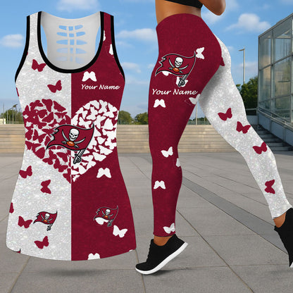 VIRAL EDITION - NEW CUSTOMIZED NFL10 TBB TAMPA BAY BUCCANEERS LEGGINGS & HOLLOW TANK TOP SET