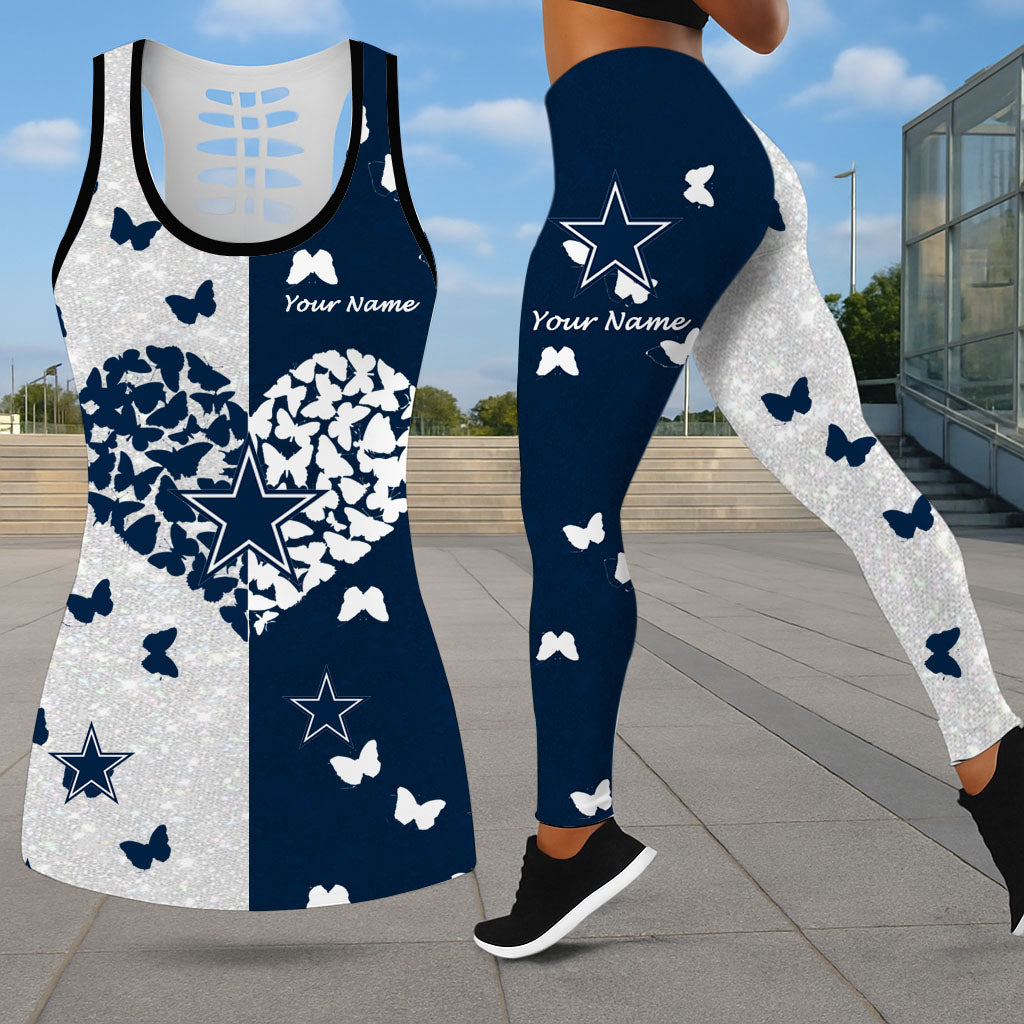 VIRAL EDITION - NEW CUSTOMIZED NFL21 DCB DALLAS COWBOYS LEGGINGS & HOLLOW TANK TOP SET