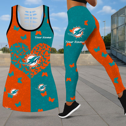 VIRAL EDITION - NEW CUSTOMIZED NFL19 MDP MIAMI DOLPHINS LEGGINGS & HOLLOW TANK TOP SET