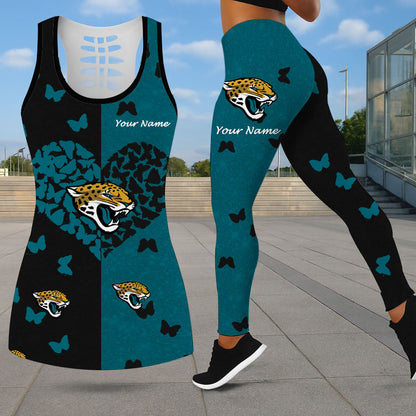 VIRAL EDITION - NEW CUSTOMIZED NFL30 JSJ JACKSONVILLE JAGUARS LEGGINGS & HOLLOW TANK TOP SET