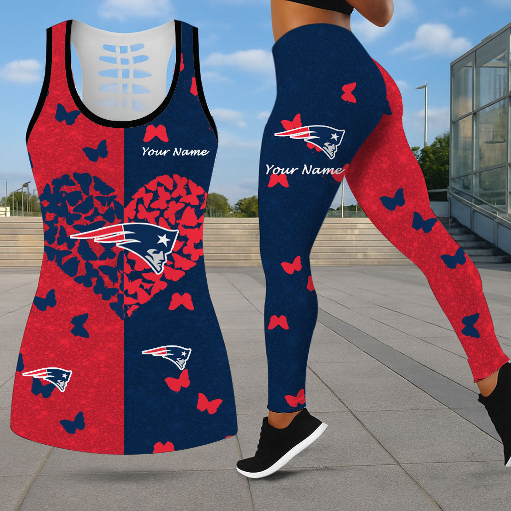 VIRAL EDITION - NEW CUSTOMIZED NFL27 NEP NEW ENGLAND PATRIOTS LEGGINGS & HOLLOW TANK TOP SET