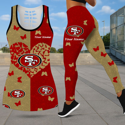 VIRAL EDITION - NEW CUSTOMIZED NFL11 SF49 SAN FRANCISCO 49ERS LEGGINGS & HOLLOW TANK TOP SET