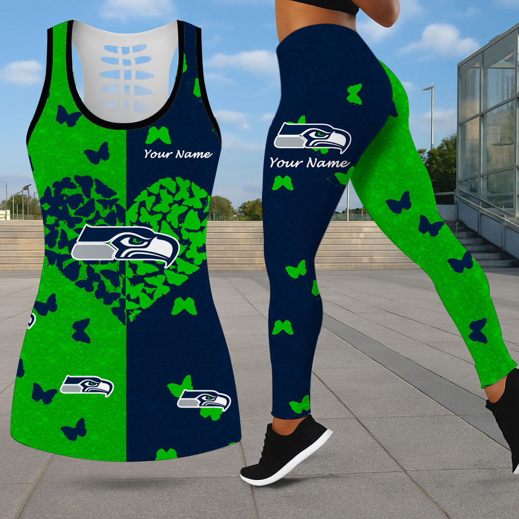 VIRAL EDITION - NEW CUSTOMIZED NFL06 SSH SEATTLE SEAHAWKS LEGGINGS & HOLLOW TANK TOP SET