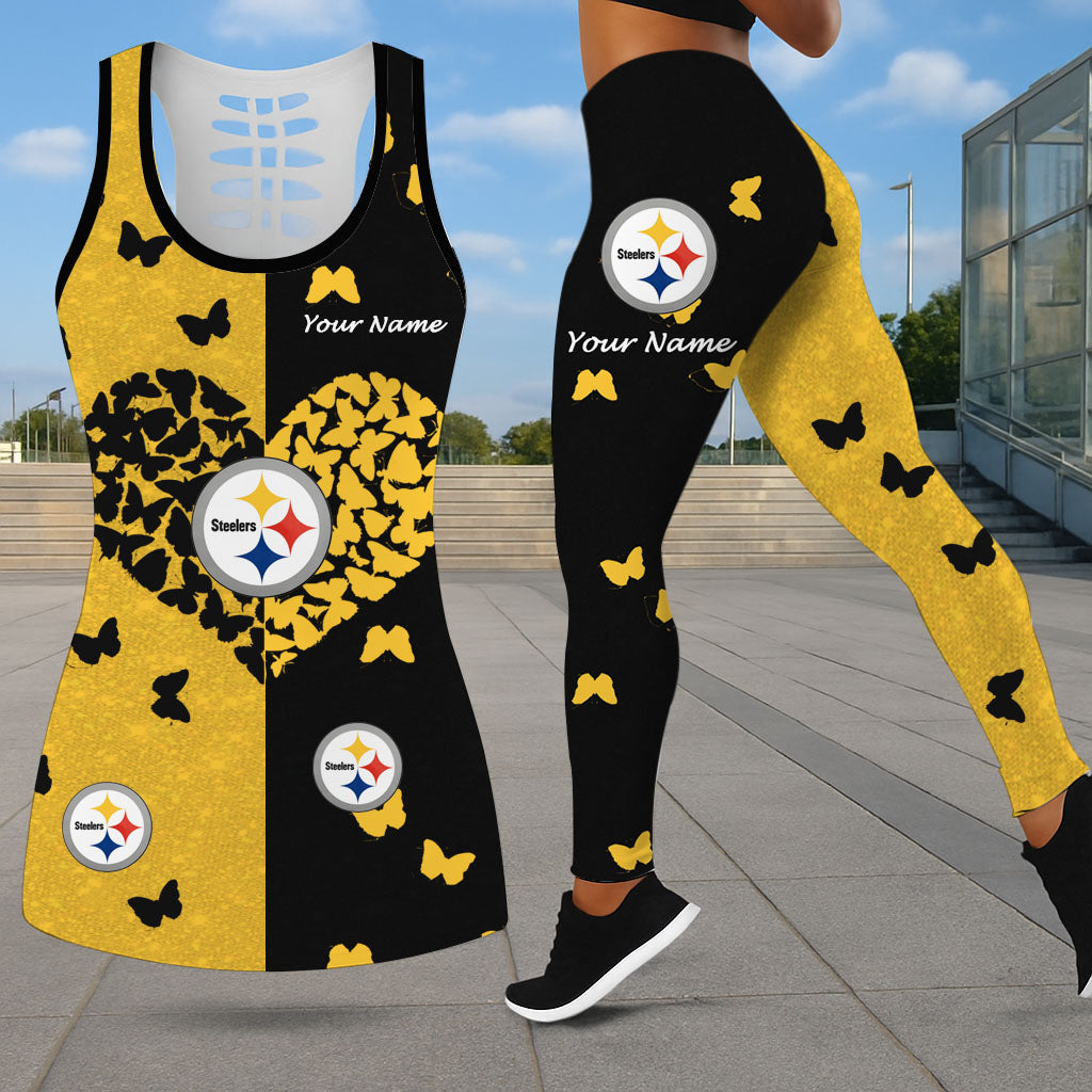 VIRAL EDITION - NEW CUSTOMIZED NFL14 PSB PITTSBURGH STEELERS LEGGINGS & HOLLOW TANK TOP SET
