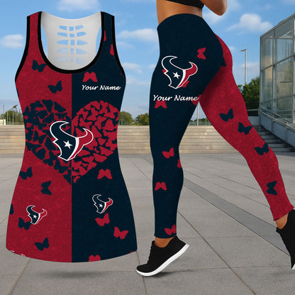 VIRAL EDITION - NEW CUSTOMIZED NFL15 HTT HOUSTON TEXANS LEGGINGS & HOLLOW TANK TOP SET