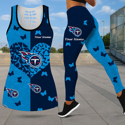 VIRAL EDITION - NEW CUSTOMIZED NFL31 TST TENNESSEE TITANS LEGGINGS & HOLLOW TANK TOP SET